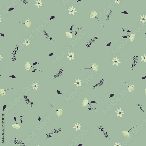 Seamless vector floral pattern with wild flowers