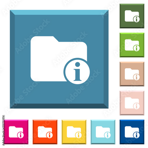 Directory info white icons on edged square buttons