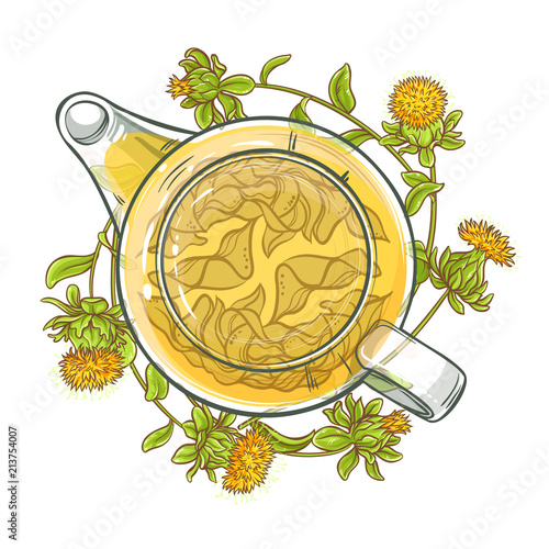 Valokuva safflower tea vector illustration