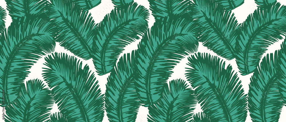 Fototapeta Tropical palm leaves Pattern. Seamless Vector Background.