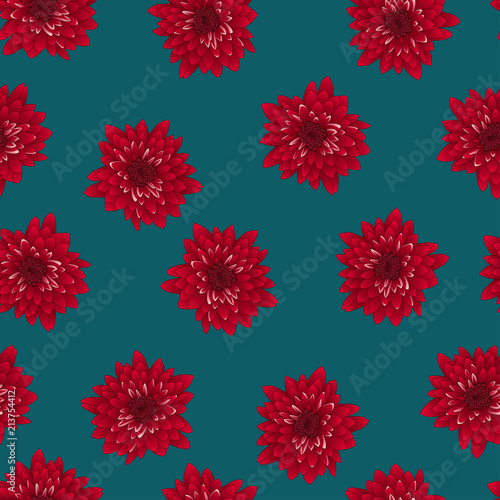 Red Chrysanthemum on Indigo...