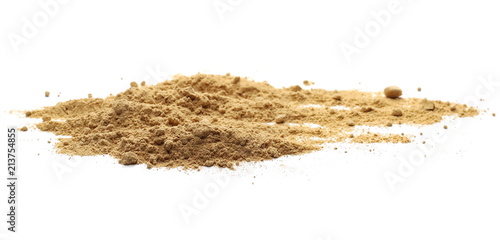 Ginger powder isolated on white background, (Zingiber officinale)