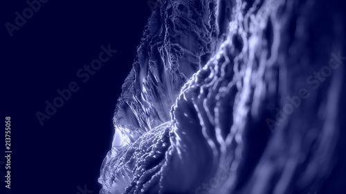 CG Fractal abstract background 3d shapes with depth of field. Blue Color.