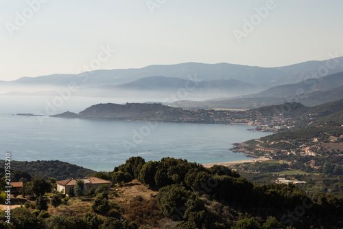 Stunning view of the Corsica coast near Ajaccio in the late afternoon in France