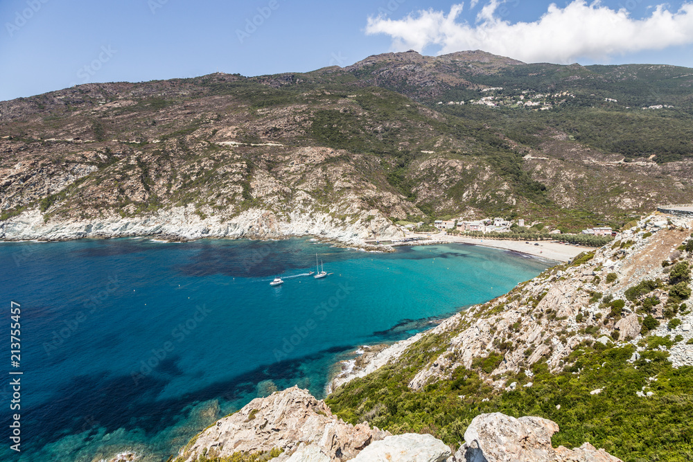 Idyllic bay along the coast  of Corsica in France near the Ile Rousse village.