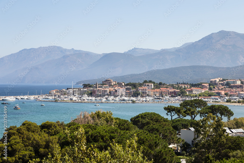 Stunning view of the tourist town of Calvi in Corsica in France