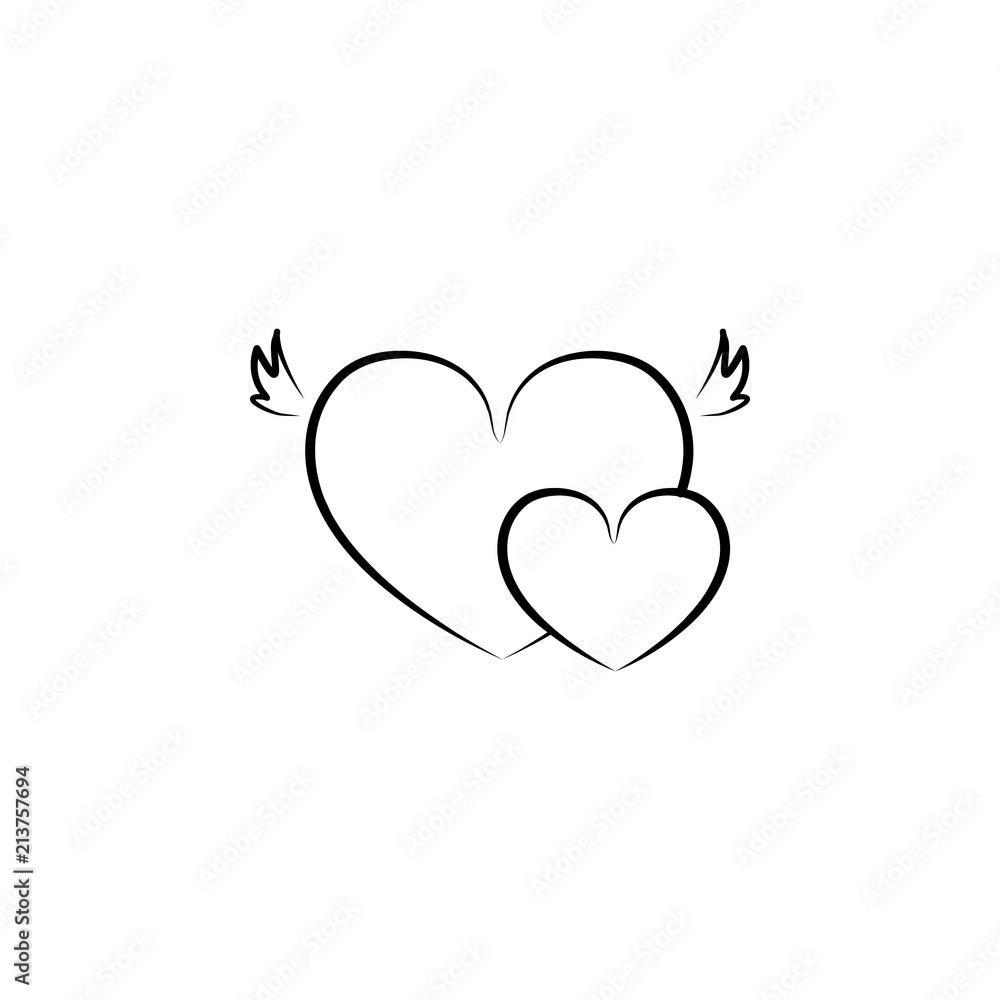 hearts with wings sketch illustration. Element of wedding icon for mobile concept and web apps. Sketch style hearts with wings icon can be used for web and mobile hearts with wings sketch illustration. Element of wedding icon for mobile concept and web apps. Sketch style hearts with wings icon can be used for web and mobile