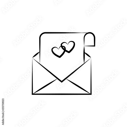 wedding invitation card sketch illustration. Element of wedding icon for mobile concept and web apps. Sketch style wedding invitation card icon can be used for web and mobile