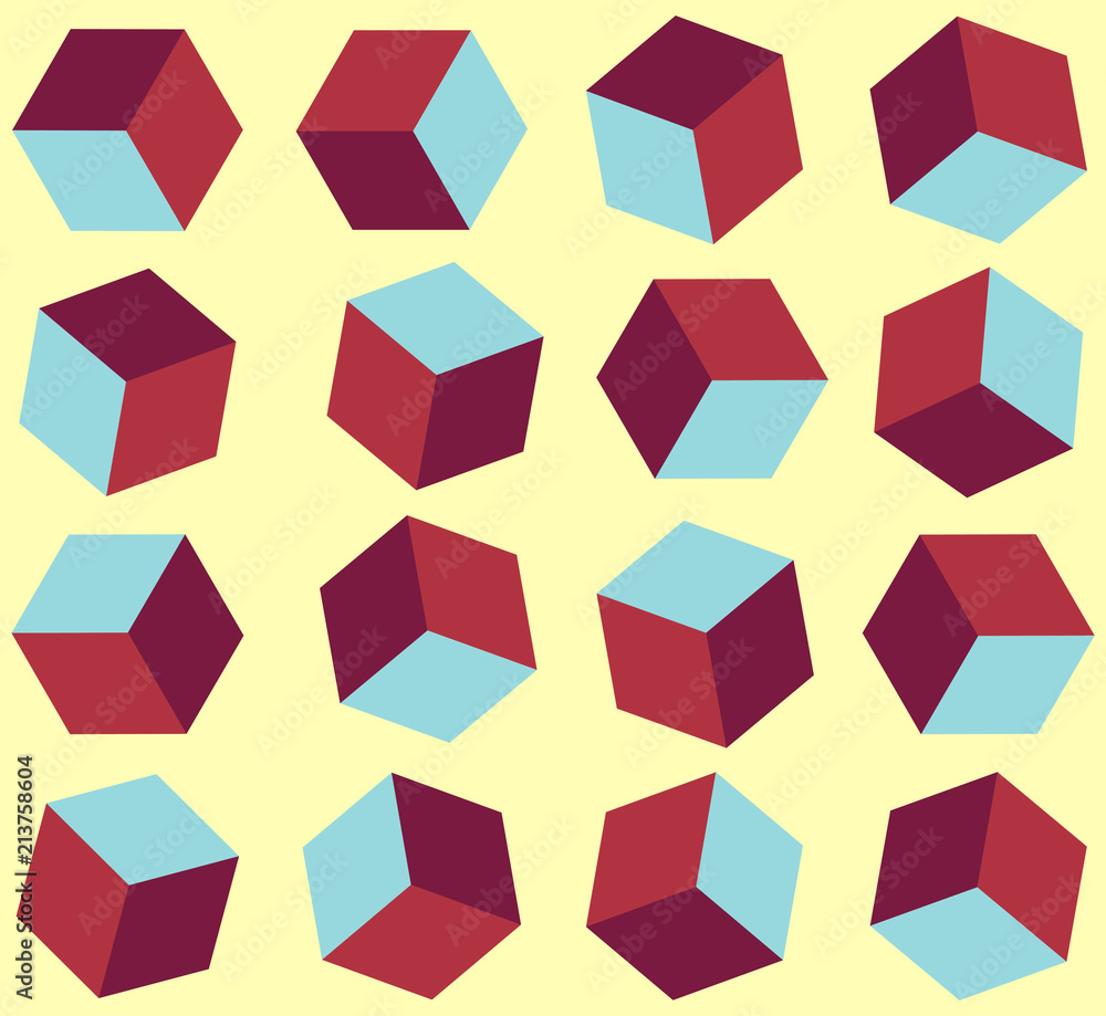 retro geometric seamless pattern with rotating cubes retro geometric seamless pattern with rotating cubes