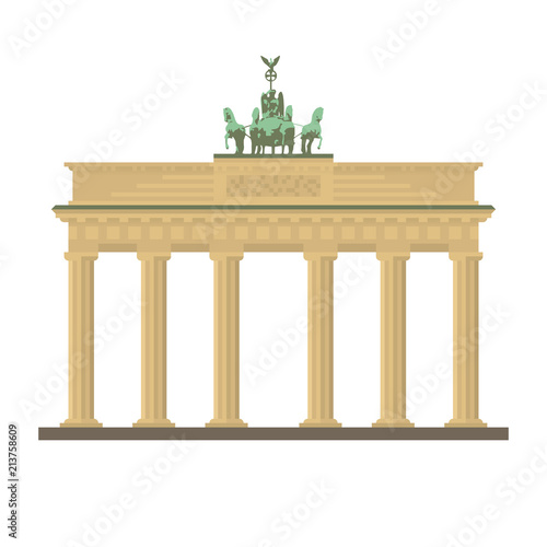 Brandenburg Gate at Berlin flat design vector icon