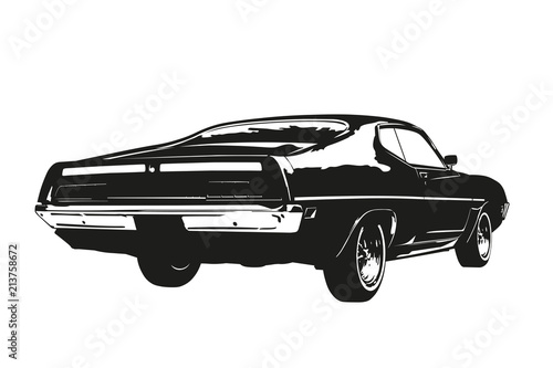 American muscle car from the 1970s vector silhouette illustration