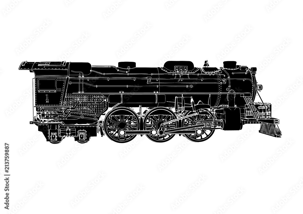 silhouette retro steam engine vector silhouette retro steam engine vector