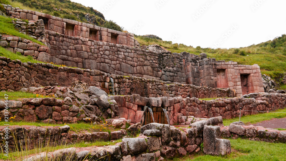 Exterior view to archaeological site of Tambomachay, Cuzco, Peru