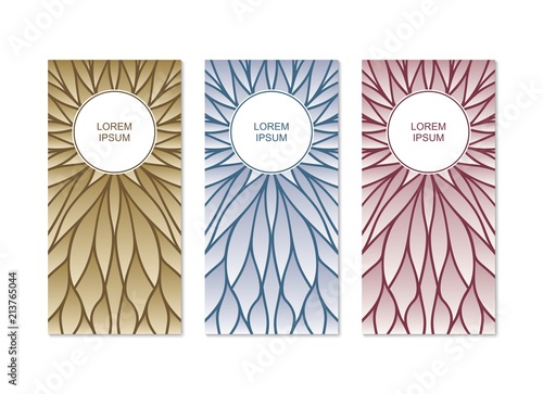 Vector banners. Pattern with modern gradients design. Art deco linear geometrical style. 
