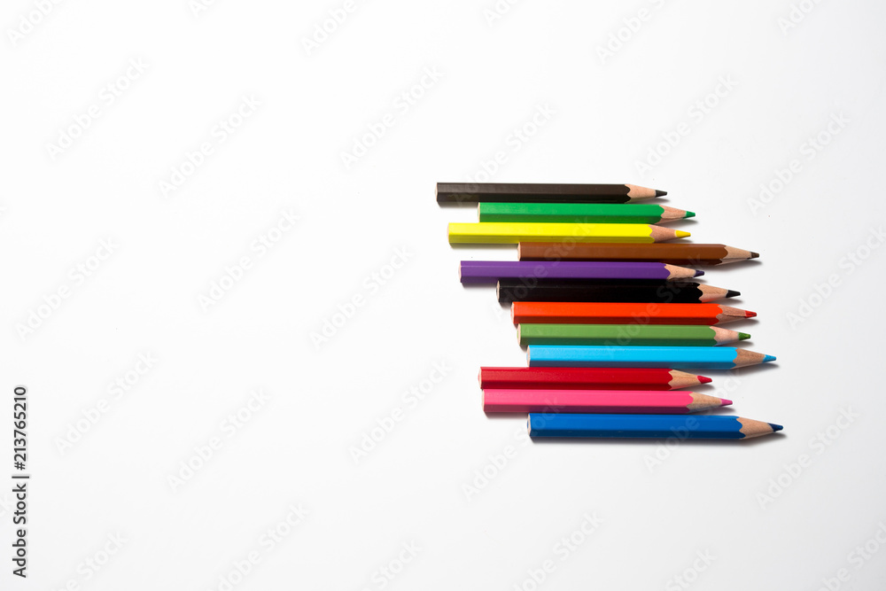 colored pencils on white background colored pencils on white background