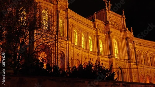 The Maximilianeum palace (1874), seat of Bavarian Landtag at night, Munich, Germany