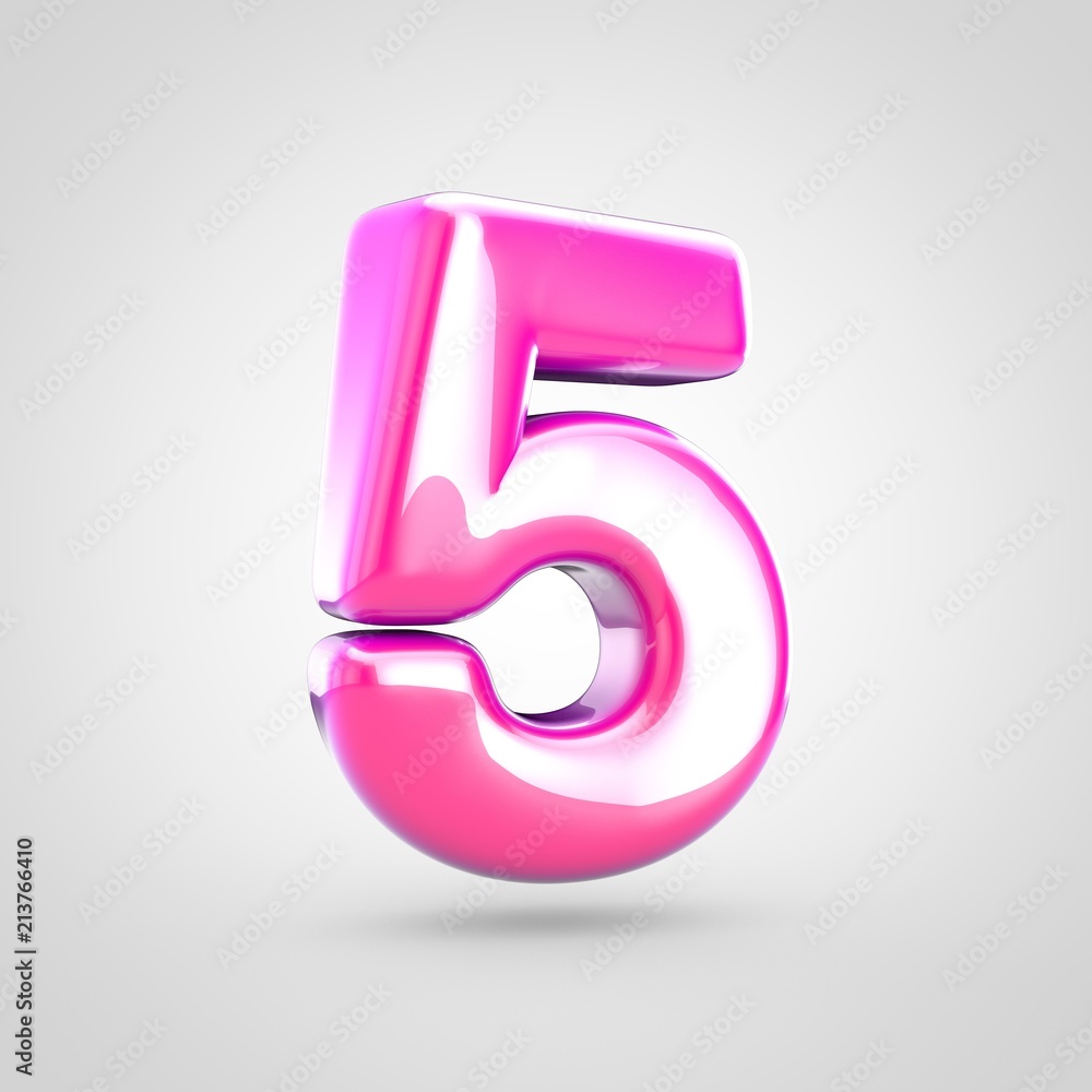 Pink number 5 isolated on white background. Pink number 5 isolated on white background.