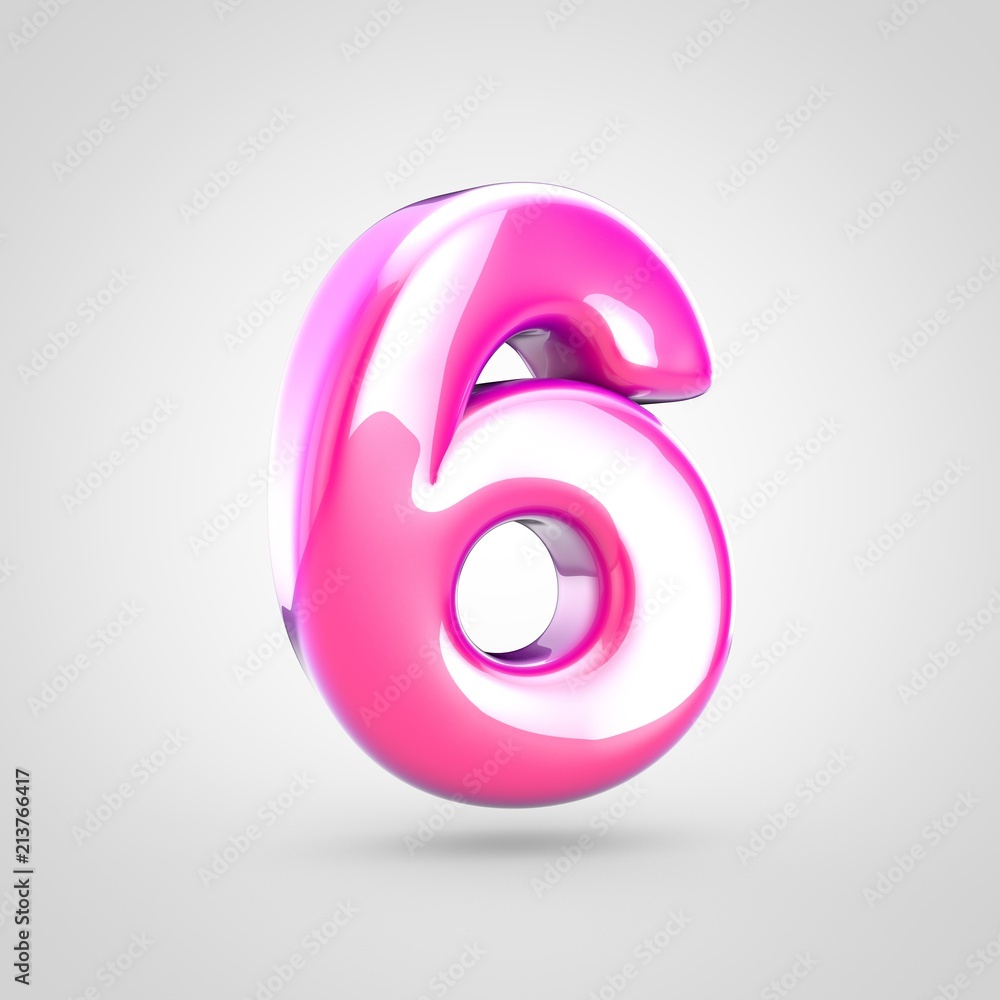 Pink number 6 isolated on white background. Pink number 6 isolated on white background.