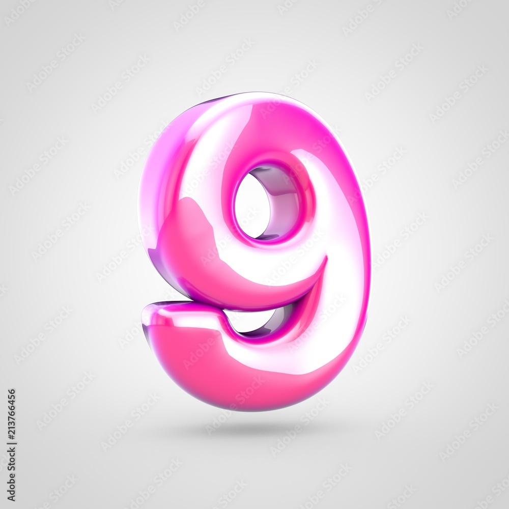 Pink number 9 isolated on white background. Pink number 9 isolated on white background.