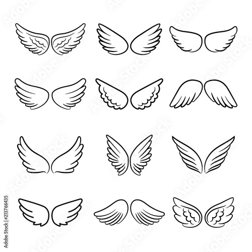 Fototapeta Cute angel wings set