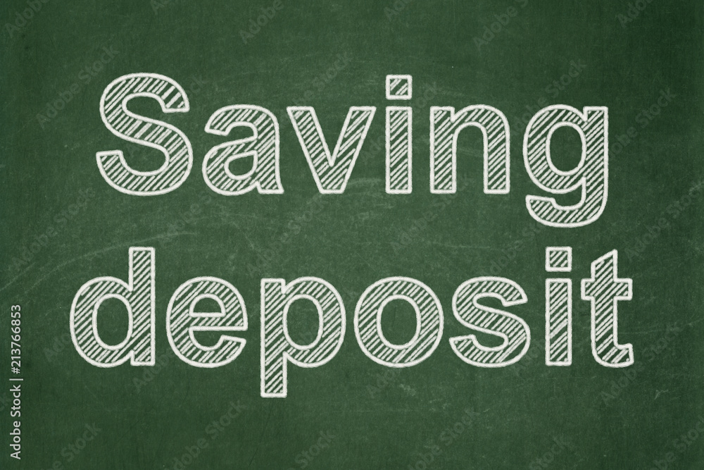 Obraz premium Currency concept: text Saving Deposit on Green chalkboard background