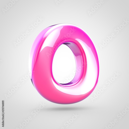 Pink letter O uppercase isolated on white background.