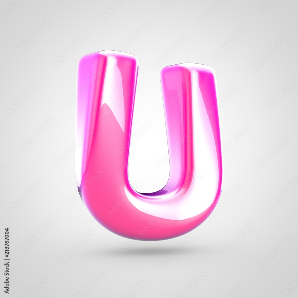 Pink letter U uppercase isolated on white background. Pink letter U uppercase isolated on white background.