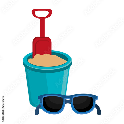 sand bucket with sunglasses