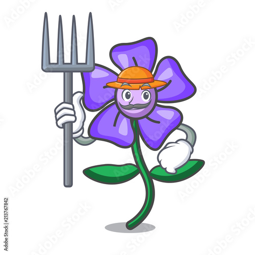 Farmer periwinkle flower character cartoon
