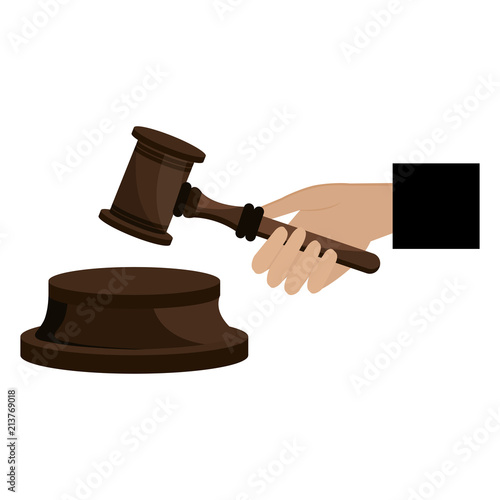 judge hand with justice hammer