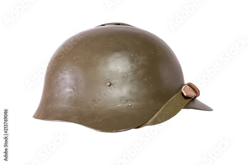 isolated military helmet of the Soviet army with the red star
