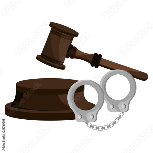 justice hammer with handcuffs