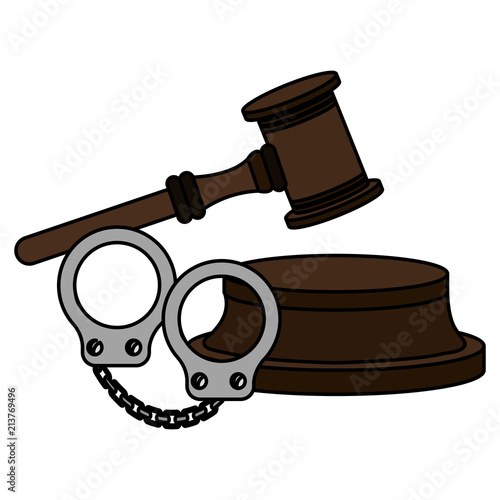 justice hammer with handcuffs