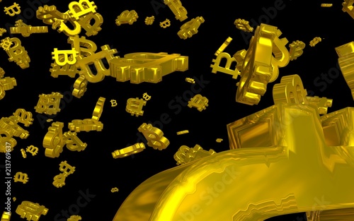 Wallpaper Mural Digital currency symbol Bitcoin on a dark background. Fall of bitcoin. Cryptocurrency graph on virtual screen. Business, Finance and technology concept. 3D illustration Torontodigital.ca