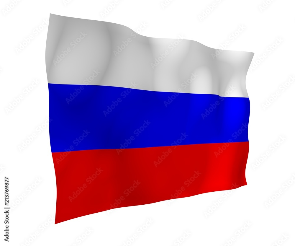Fototapeta premium Waving flag of the Russian Federation. The National. State symbol of the Russia. 3D illustration