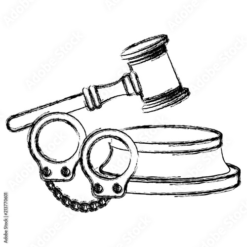 justice hammer with handcuffs