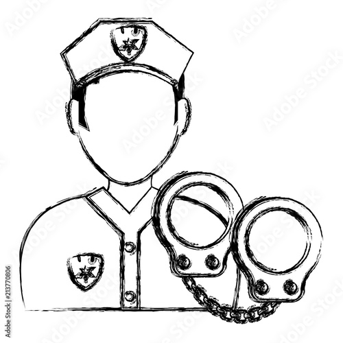 police officer with handcuffs character