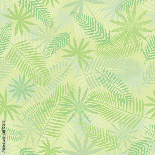 Tropical Jungle Seamless Pattern Background, Forrest, Rainforest, Plant and Nature 