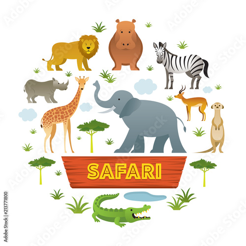 Group of African Safari Animals