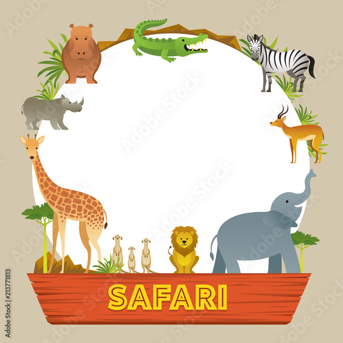 Group of African Safari Animals Frame