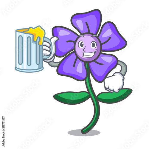 With juice periwinkle flower mascot cartoon
