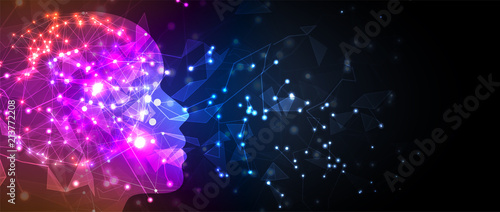 Artificial intelligence. Technology web background. Virtual concept