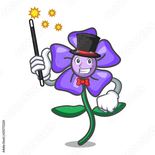 Magician periwinkle flower mascot cartoon