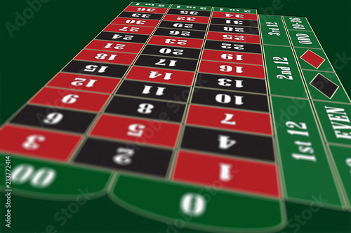 American Roulette Table perspective raster illustration, shallow DoF