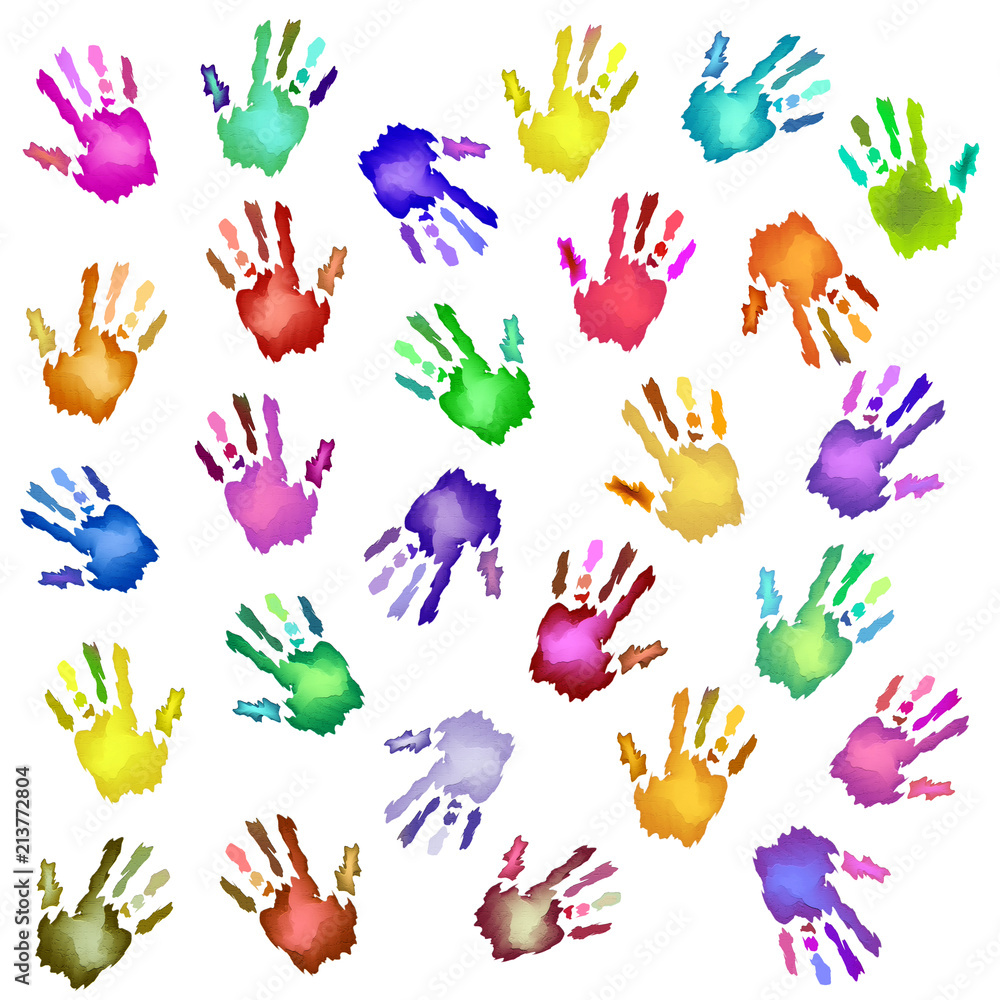 Fototapeta premium Colored hands print