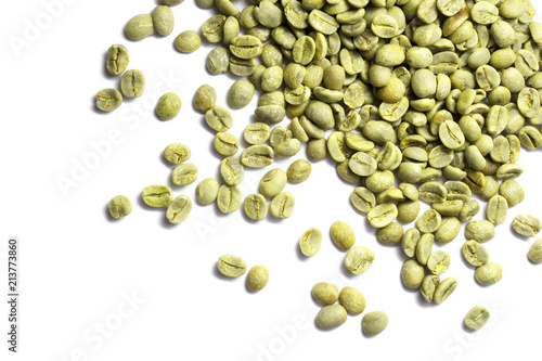 Green coffee beans isolated on white