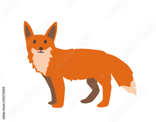 Cute red fox.Flat vector illustration. Isolated on white background