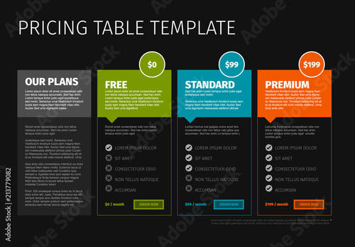 Minimalist pricing table template