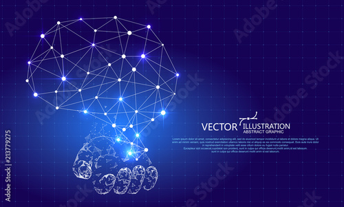Hand up the brain's graphics, virtual design.