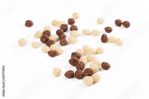 Cereal balls for breakfast isolated on white background